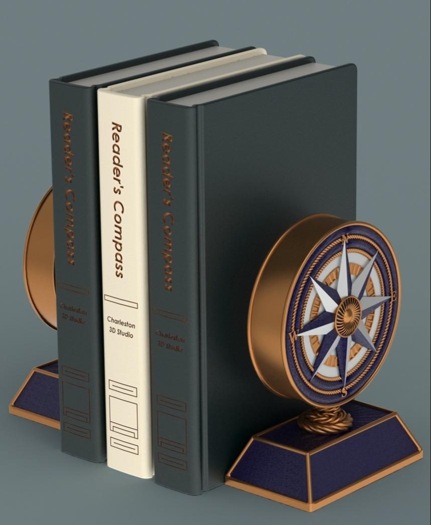 Reader's Compass ~ Bookends 3d model