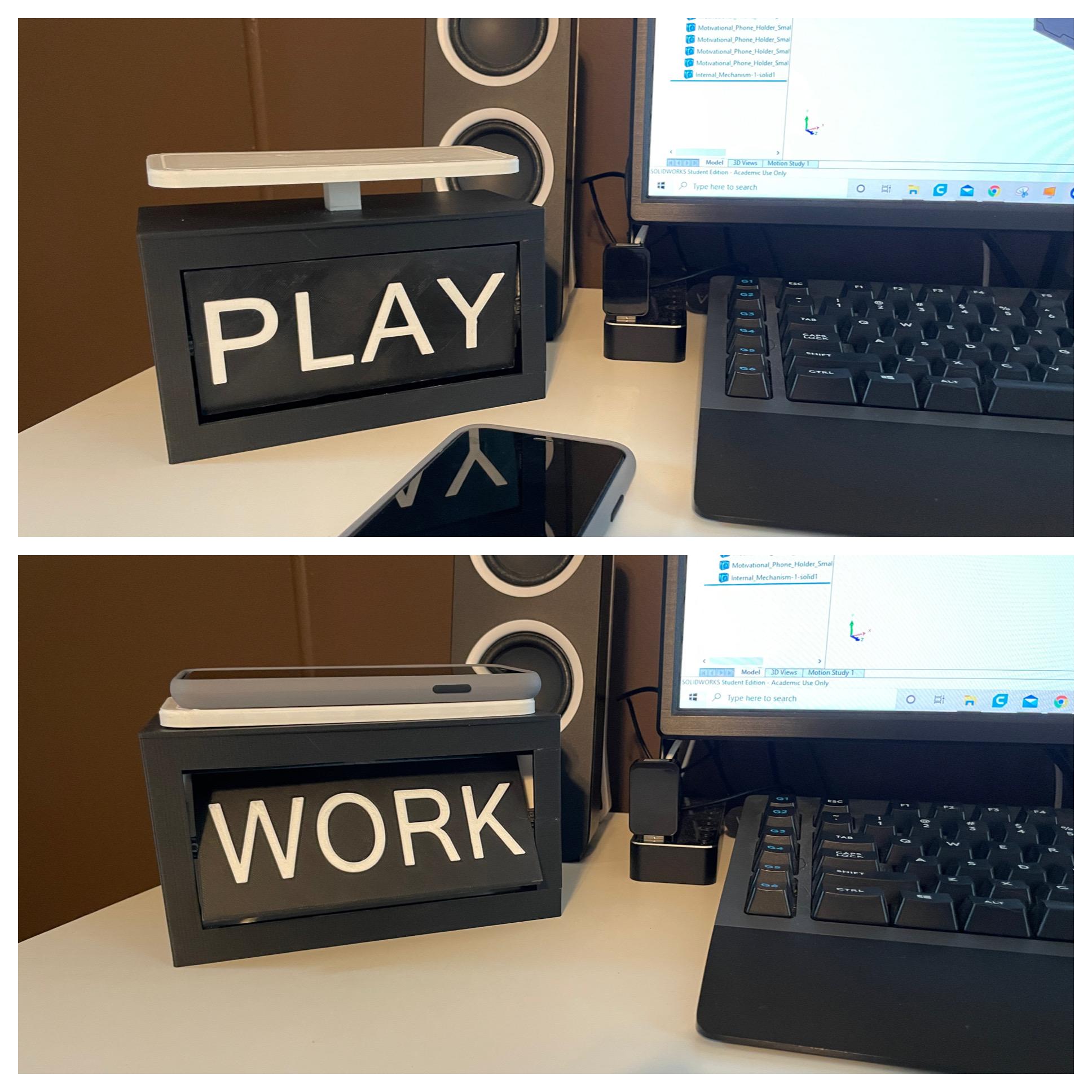 Motivational Phone Holder - Before and after  - 3d model