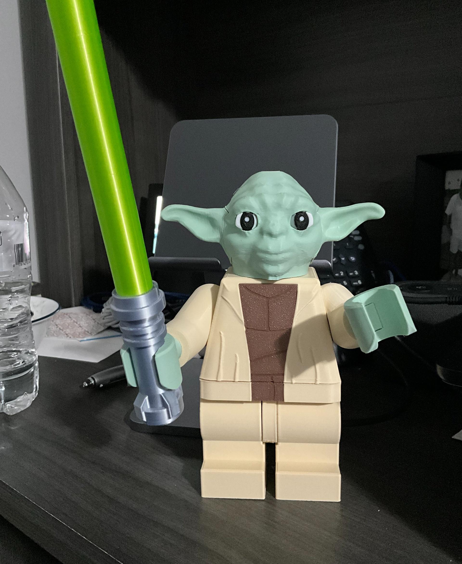 Yoda (6:1 LEGO-inspired brick figure, NO MMU/AMS, NO supports, NO glue) - Do or Do Not..... - 3d model
