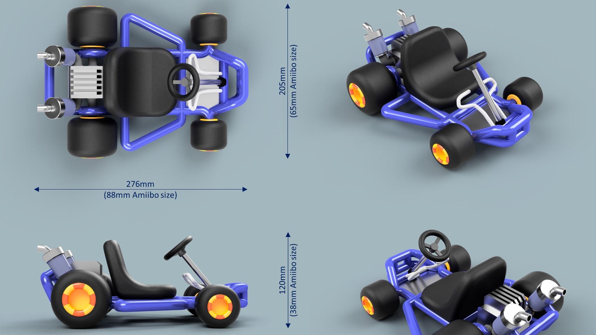 Mario Kart 64 Style Go-Kart (for San-Ei Plushs and Amiibos) 3d model