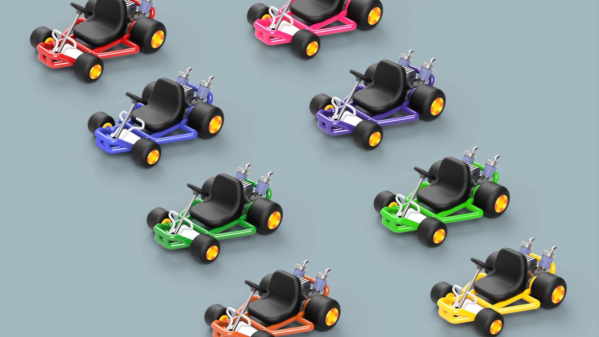 Mario Kart 64 Style Go-Kart (for San-Ei Plushs and Amiibos) 3d model