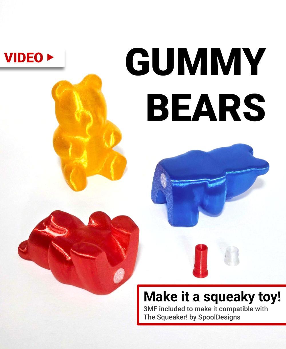 Gummy Bears | Includes 3mf to make a TPU squeaky toy | Compatible w/ "The Squeaker!" by SpoolDesigns 3d model