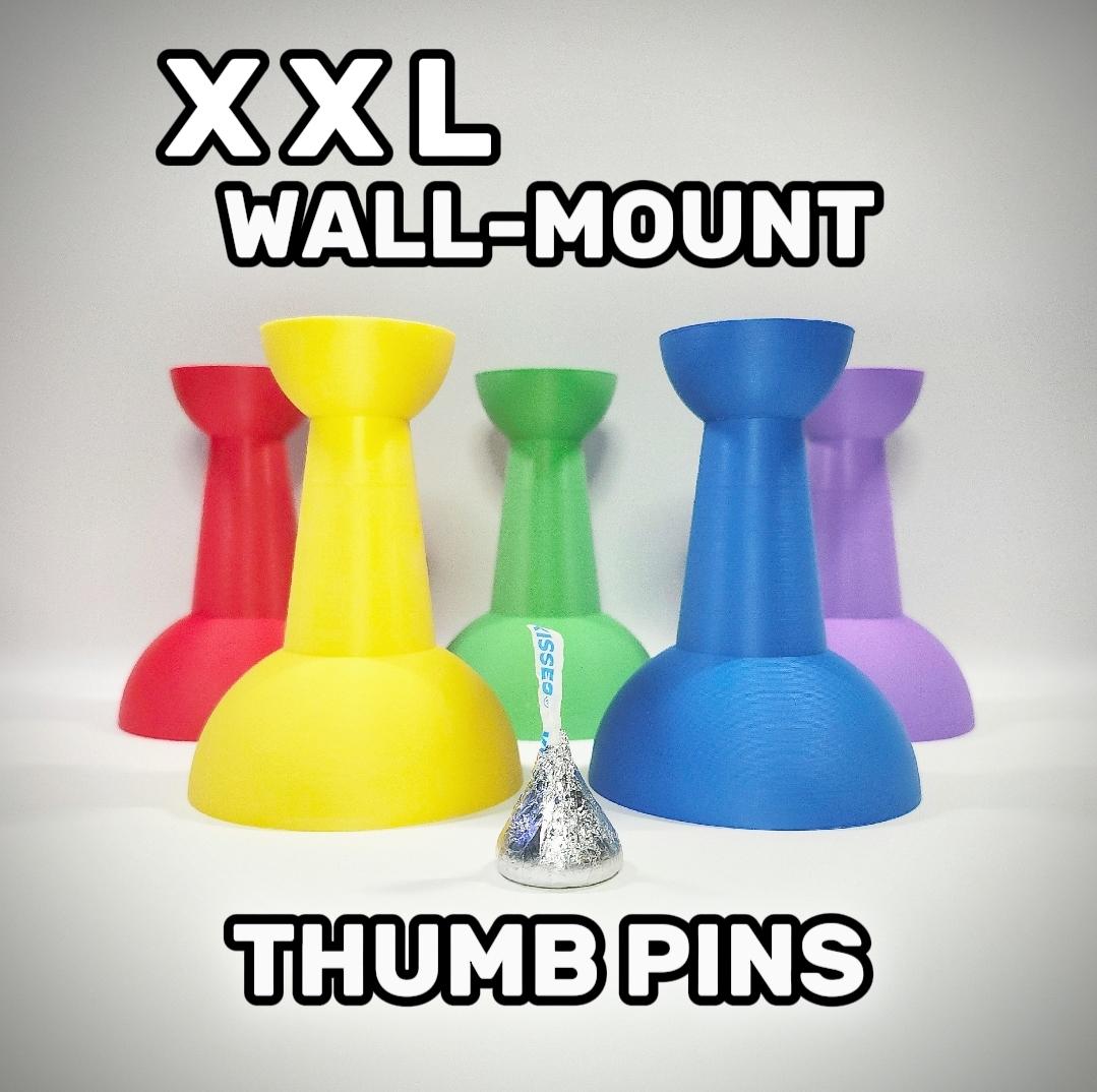 3in XXL Oversized Push Pin Thumb Tack 3D Wall Art with Embedded Mount 3d model