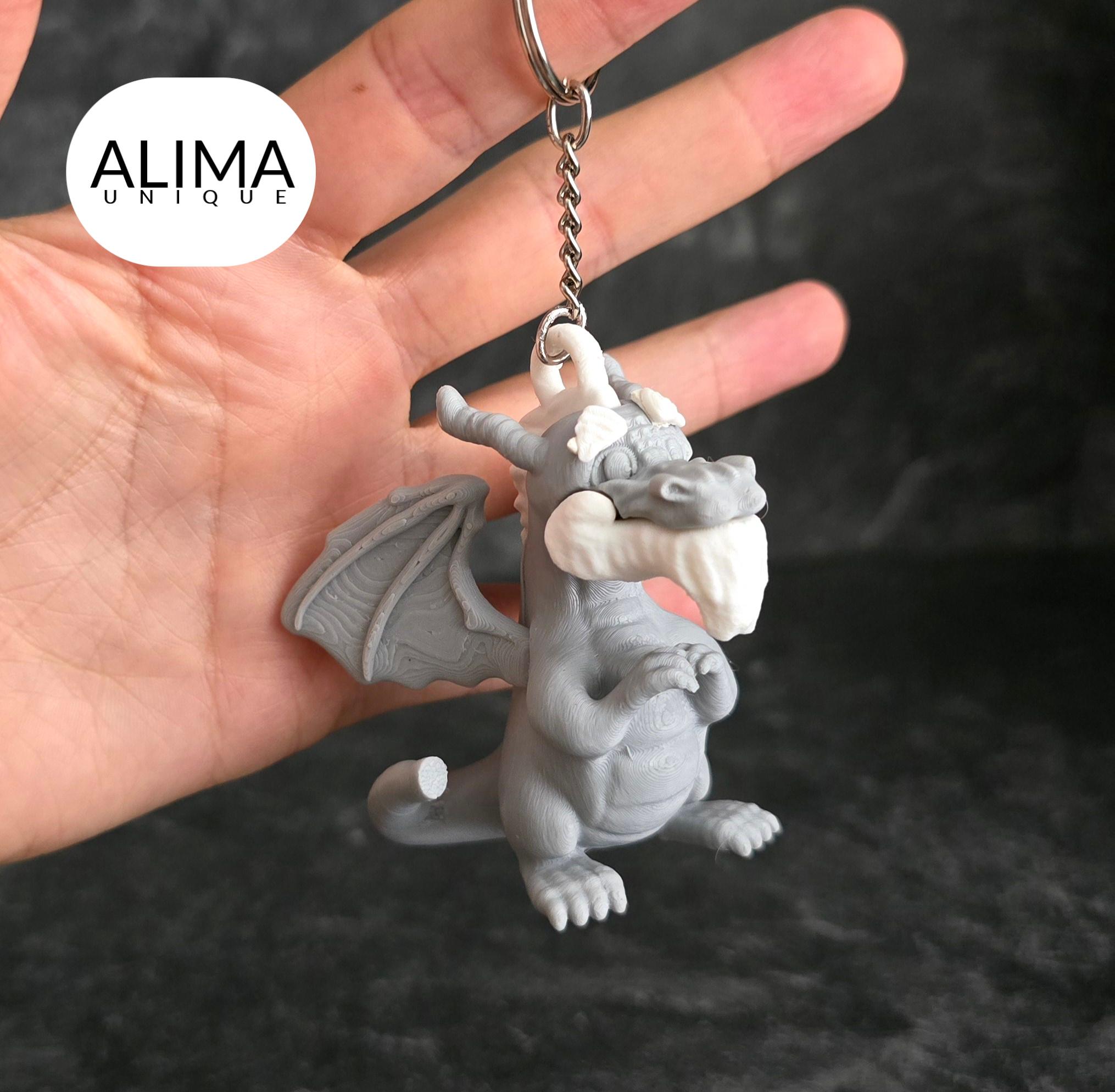 Mini Grandpa dragon + keychain 3d model