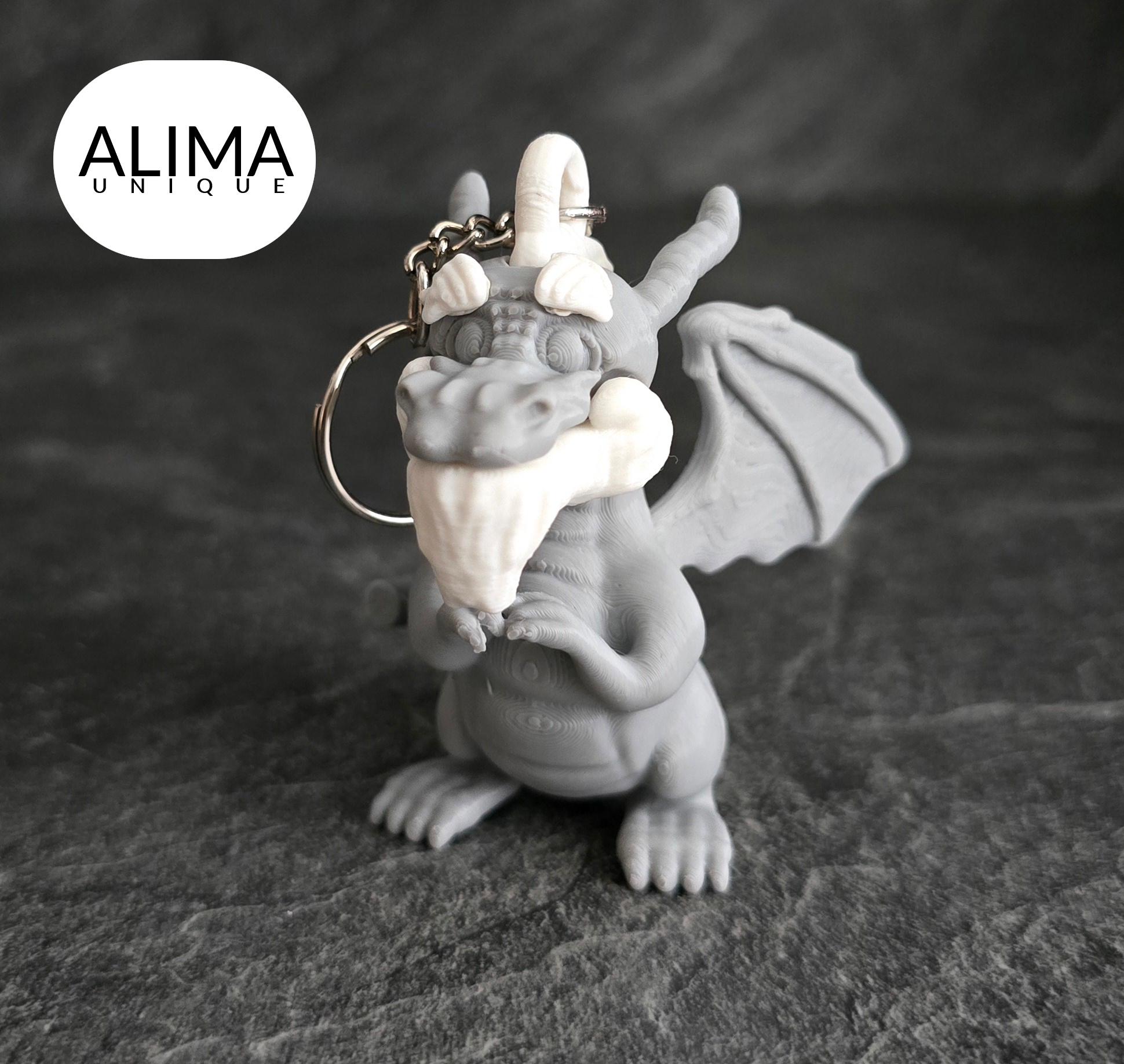 Mini Grandpa dragon + keychain 3d model