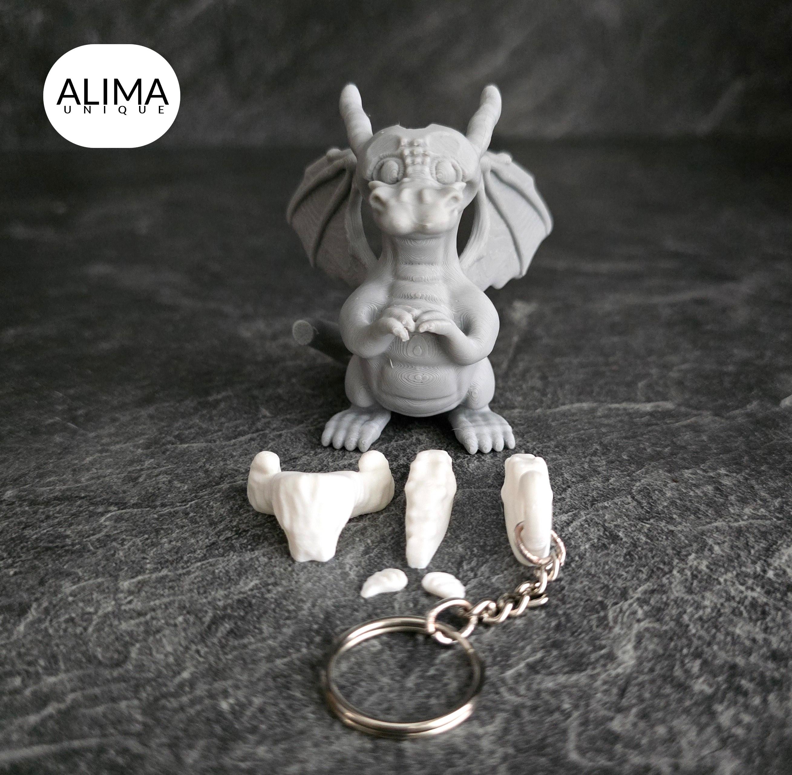 Mini Grandpa dragon + keychain 3d model