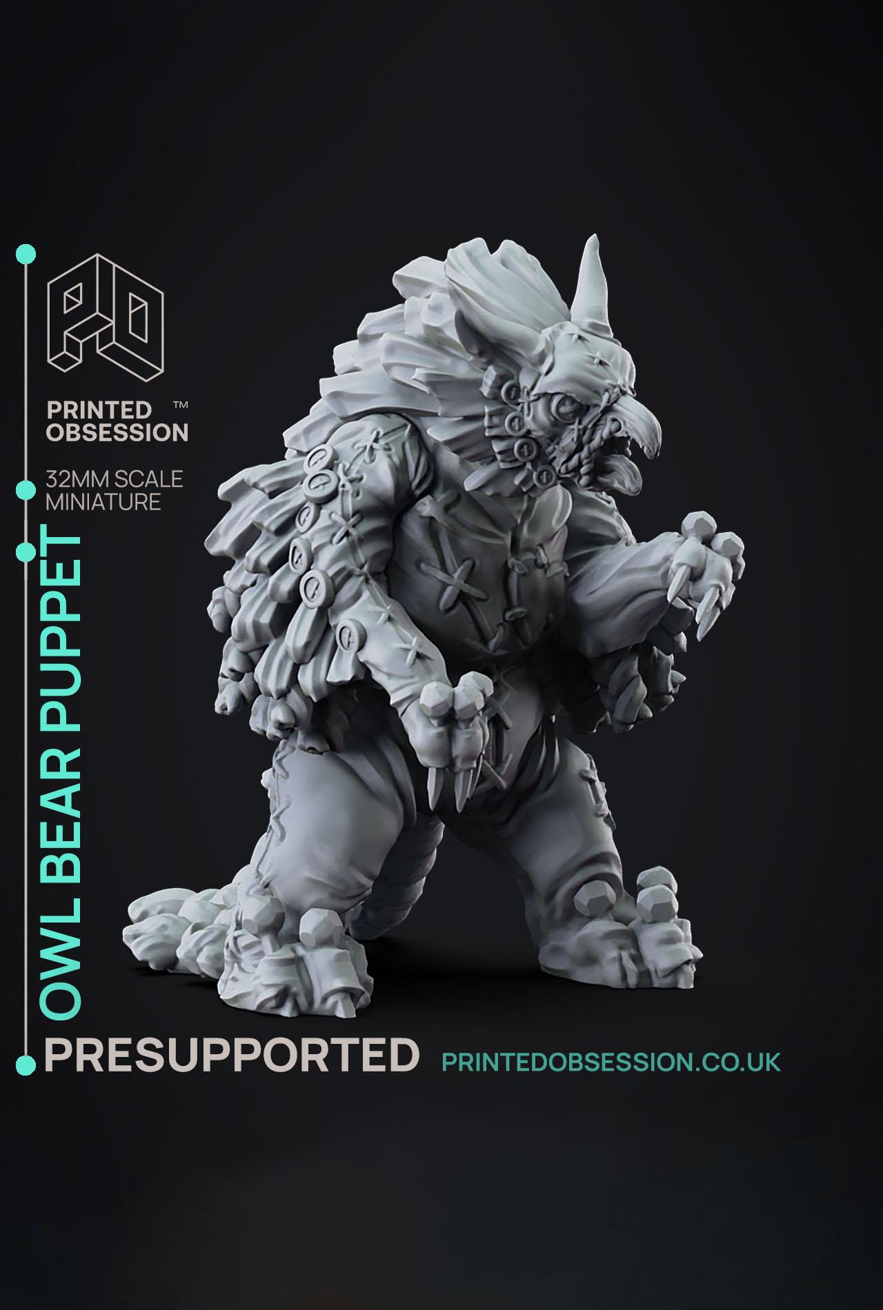 Owl Bear Puppet - Puppet masters apprentice - PRESUPPORTED - Illustrated and Stats - 32mm scale			 3d model