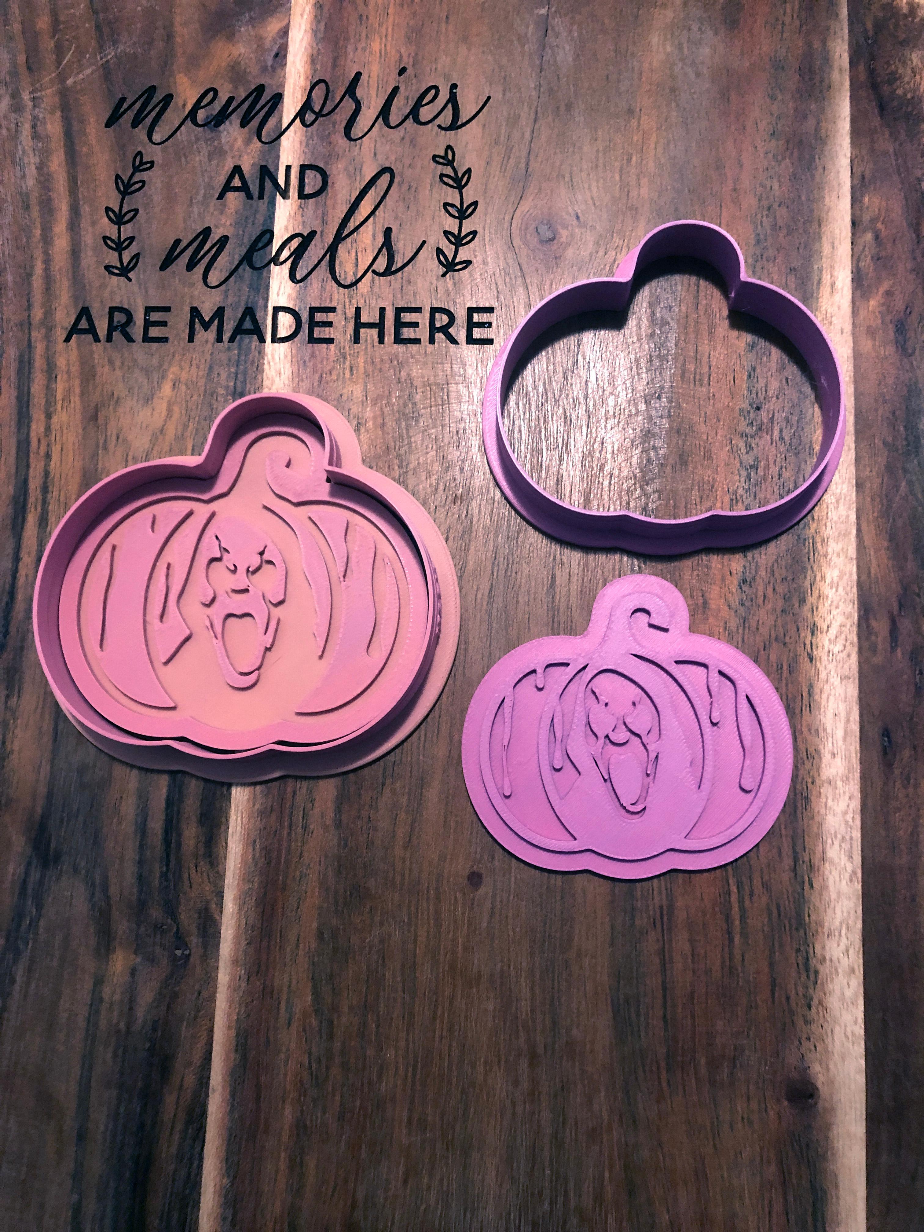 Pumpkin Mask Cookie Cutters and Stamps 3d model