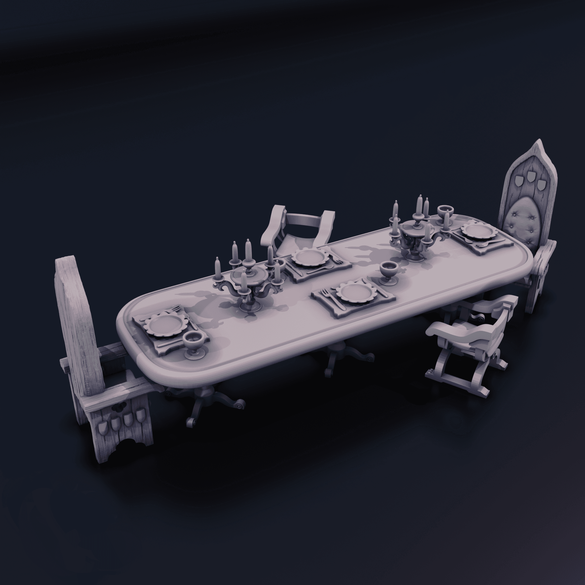 High Noble Table Set 3d model