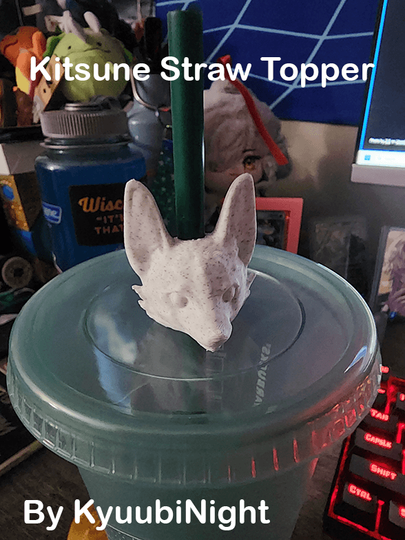 Kitsune Straw Topper 3d model
