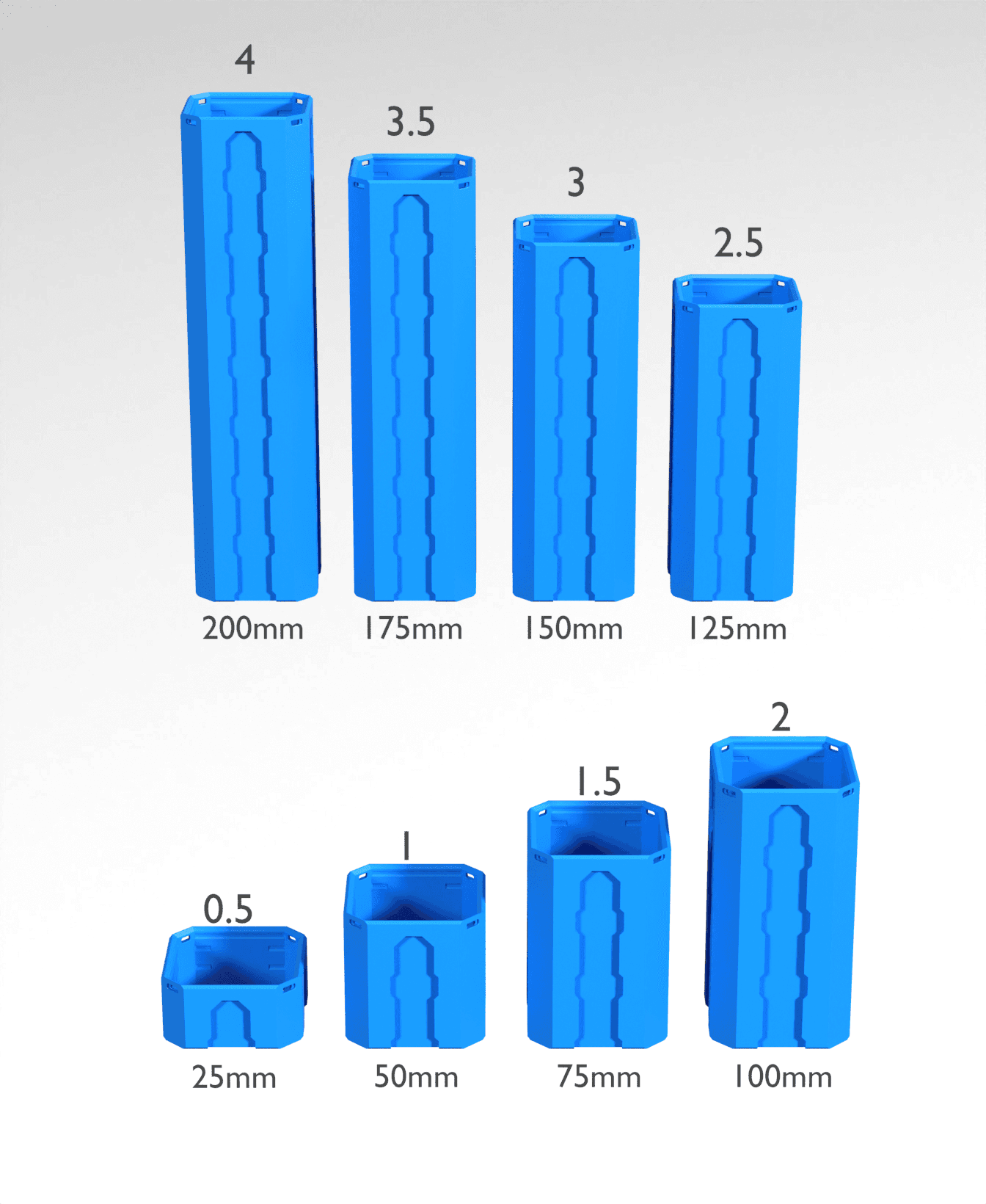 2x1x2 - Topped Multipoint Rail - Pop-In Bin Extension 3d model