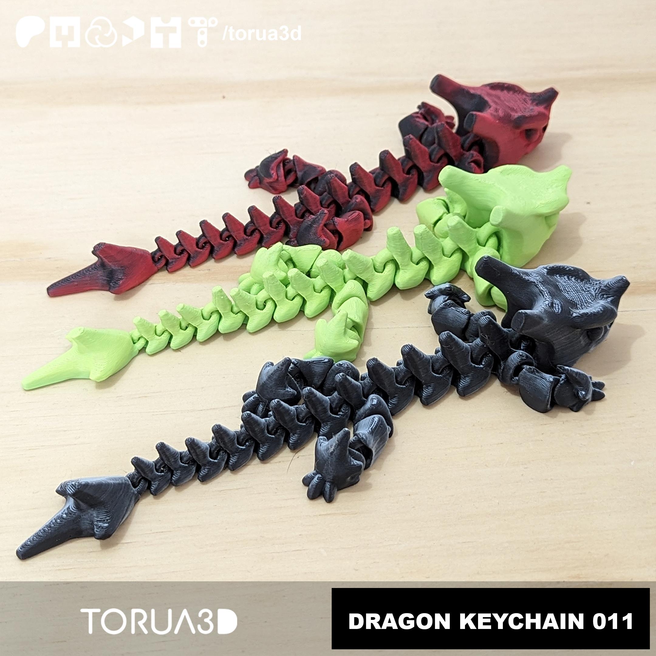 Articulated Dragon Keychain 011 - Print in place - No supports 3d model