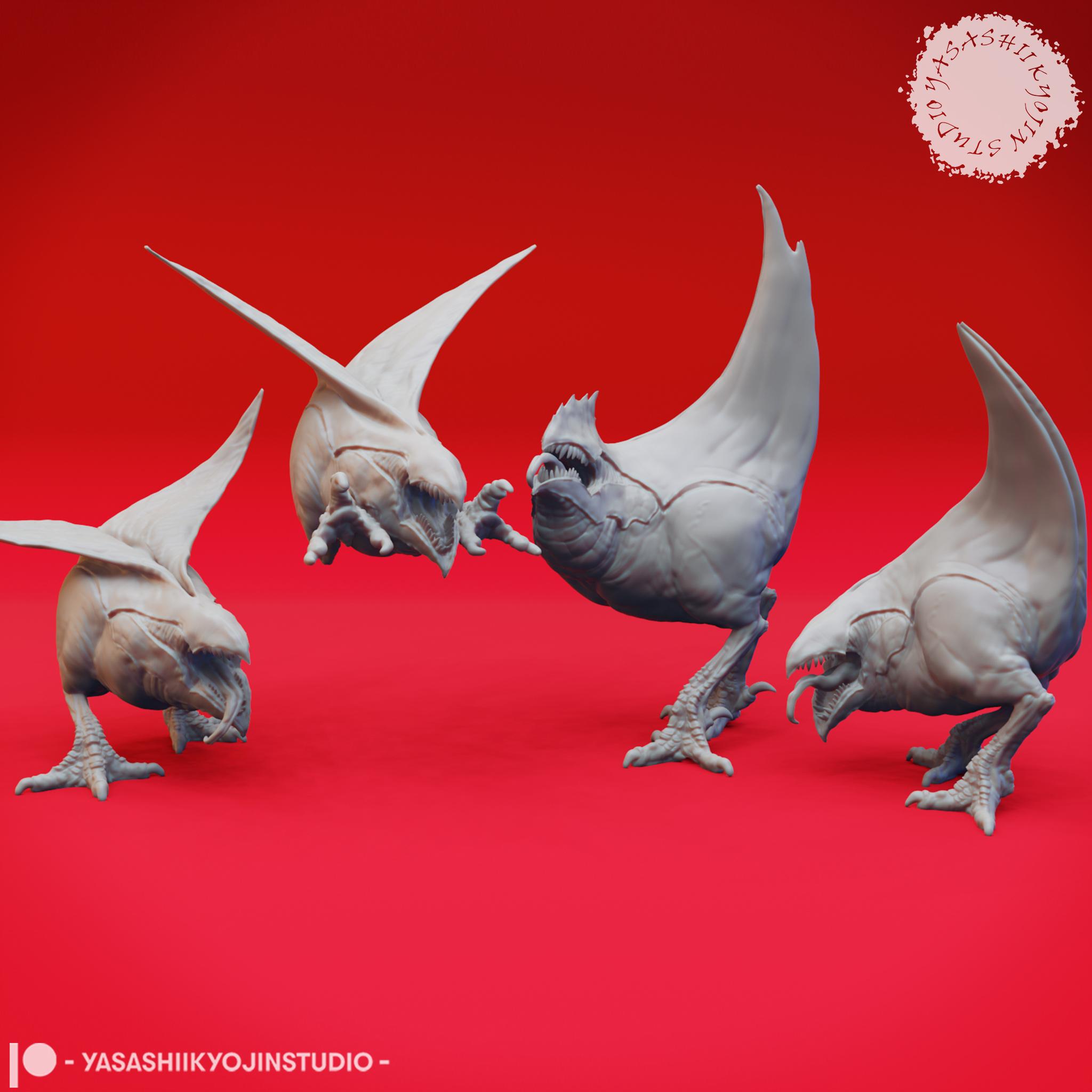 Abyssal Chicken Mob - Tabletop Miniatures (Pre-Supported) 3d model