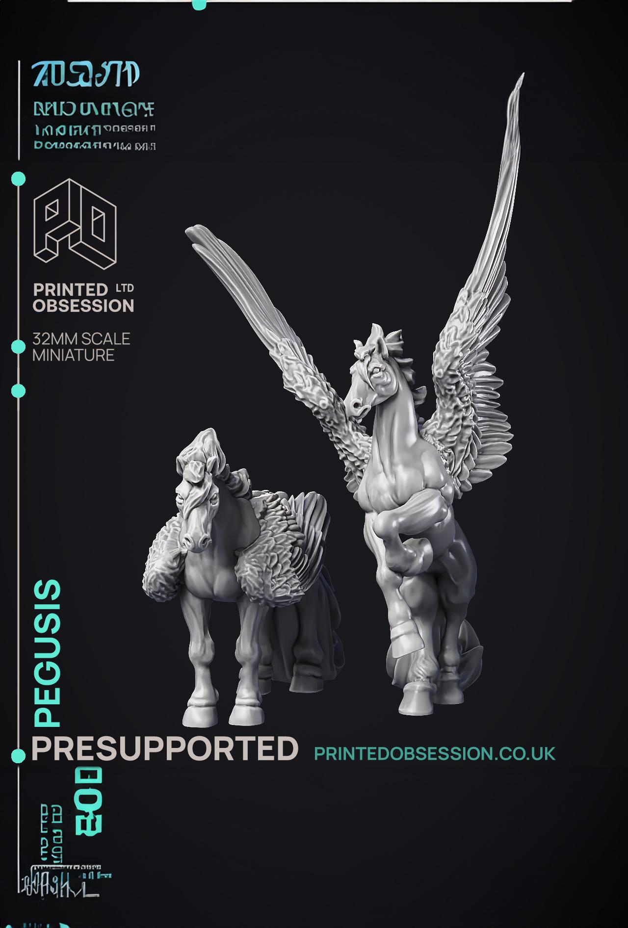 Pegusis - 2 Celestial Creatures - PRESUPPORTED - Heaven Hath No fury - 32 mm scale 3d model