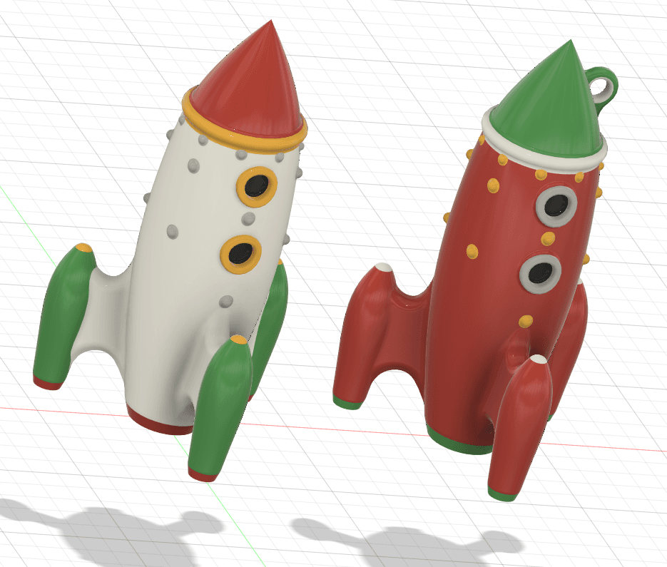Retro Christmas Rocket Ornament - Decoration 3d model