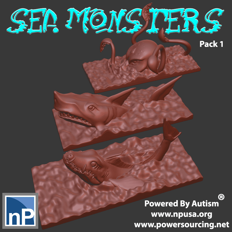 Mini Sea Monsters, pack 1 3d model