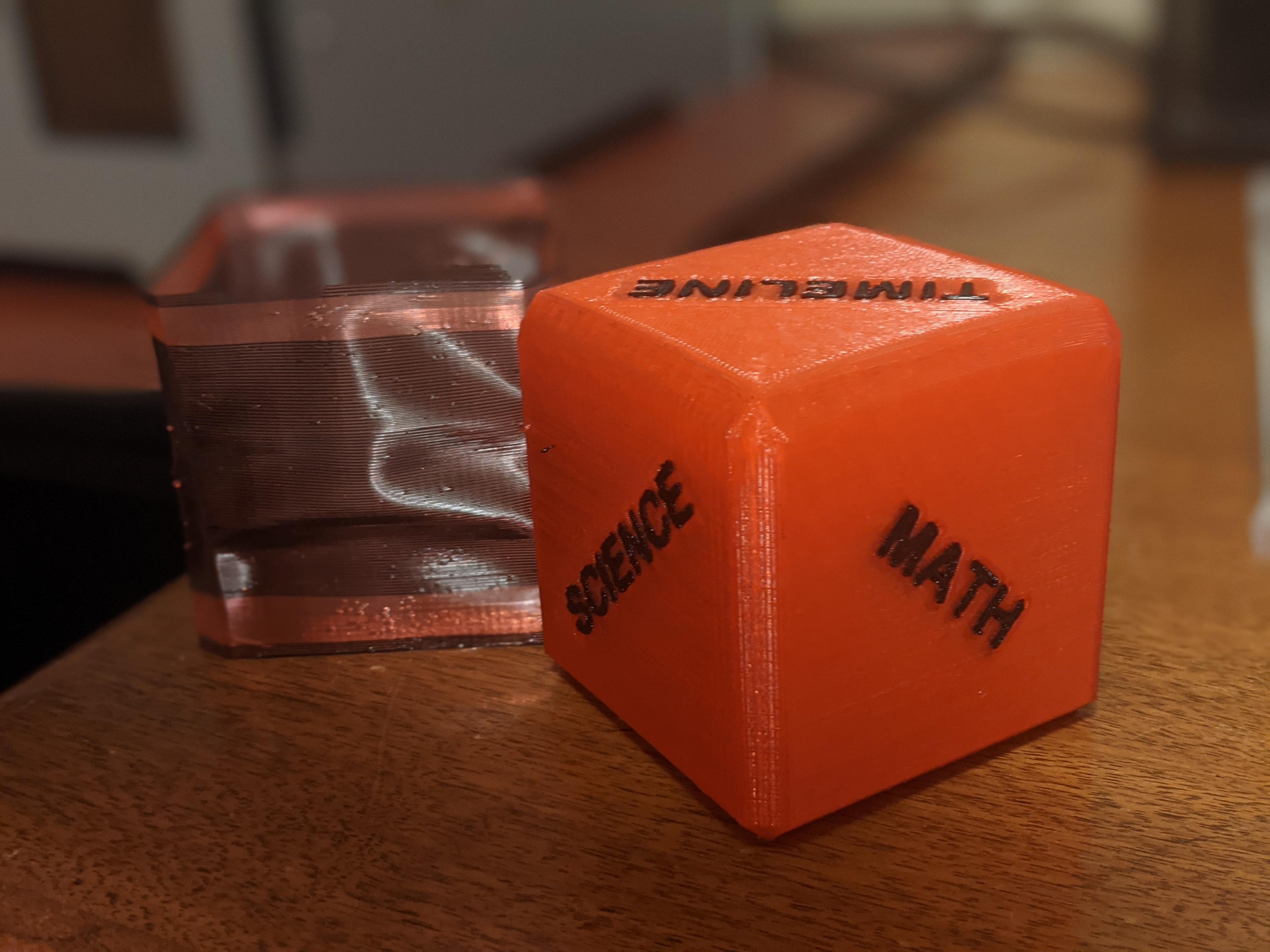 Classical Conversations Review Die | #diy #pdo #flashforge #thangs3d | NoahMillerDesign - Classical Conversations Review Dice
Single Die - Coral die on with ooze shield removed - 3d model