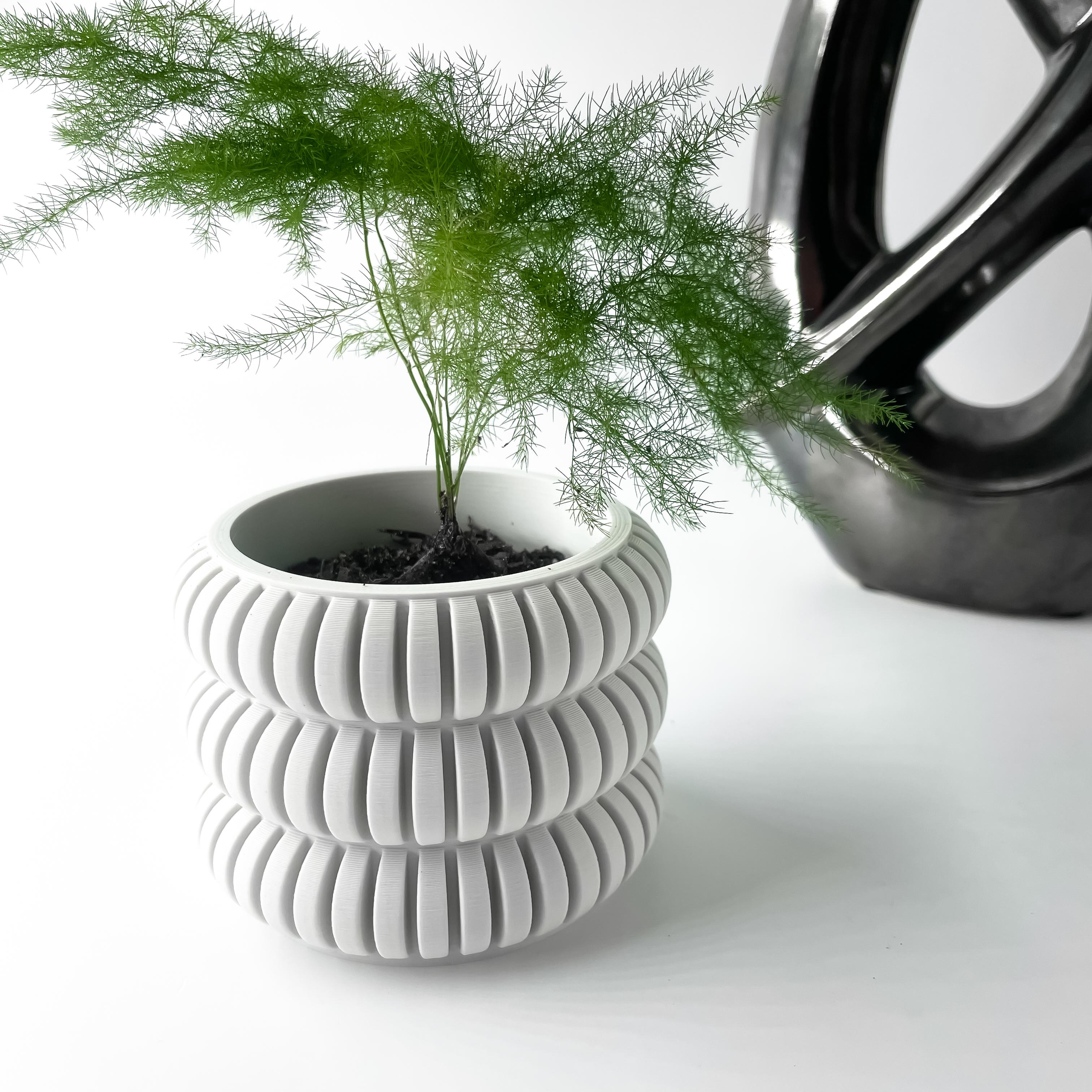 The Jevor Planter Pot with Drainage Tray & Stand | Modern and Unique Home Decor for Plants 3d model