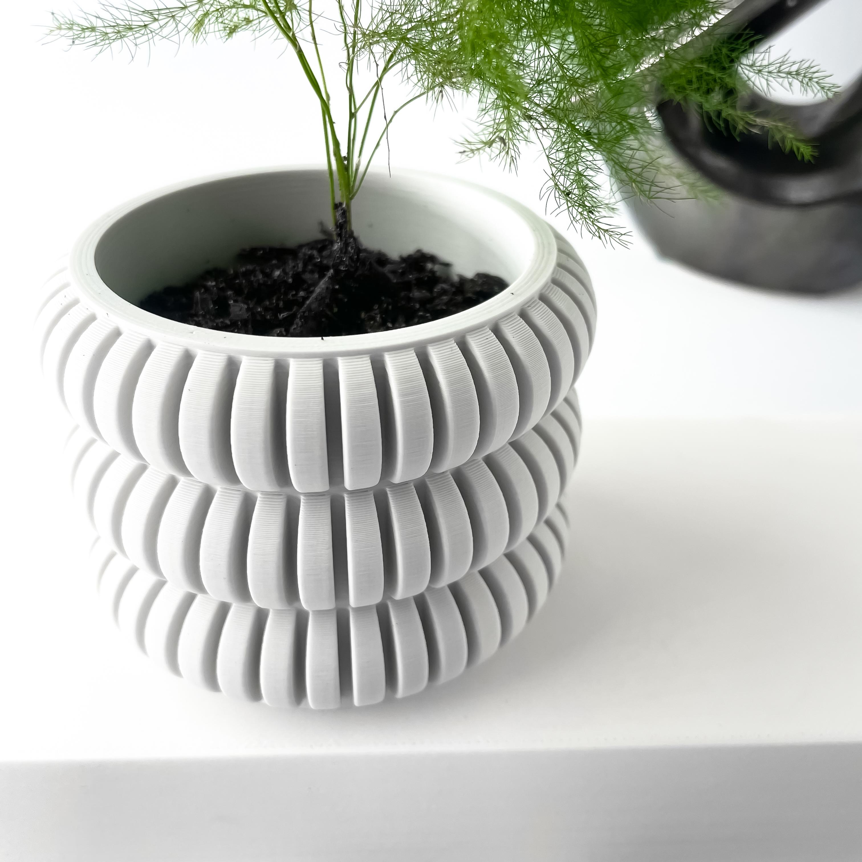 The Jevor Planter Pot with Drainage Tray & Stand | Modern and Unique Home Decor for Plants 3d model