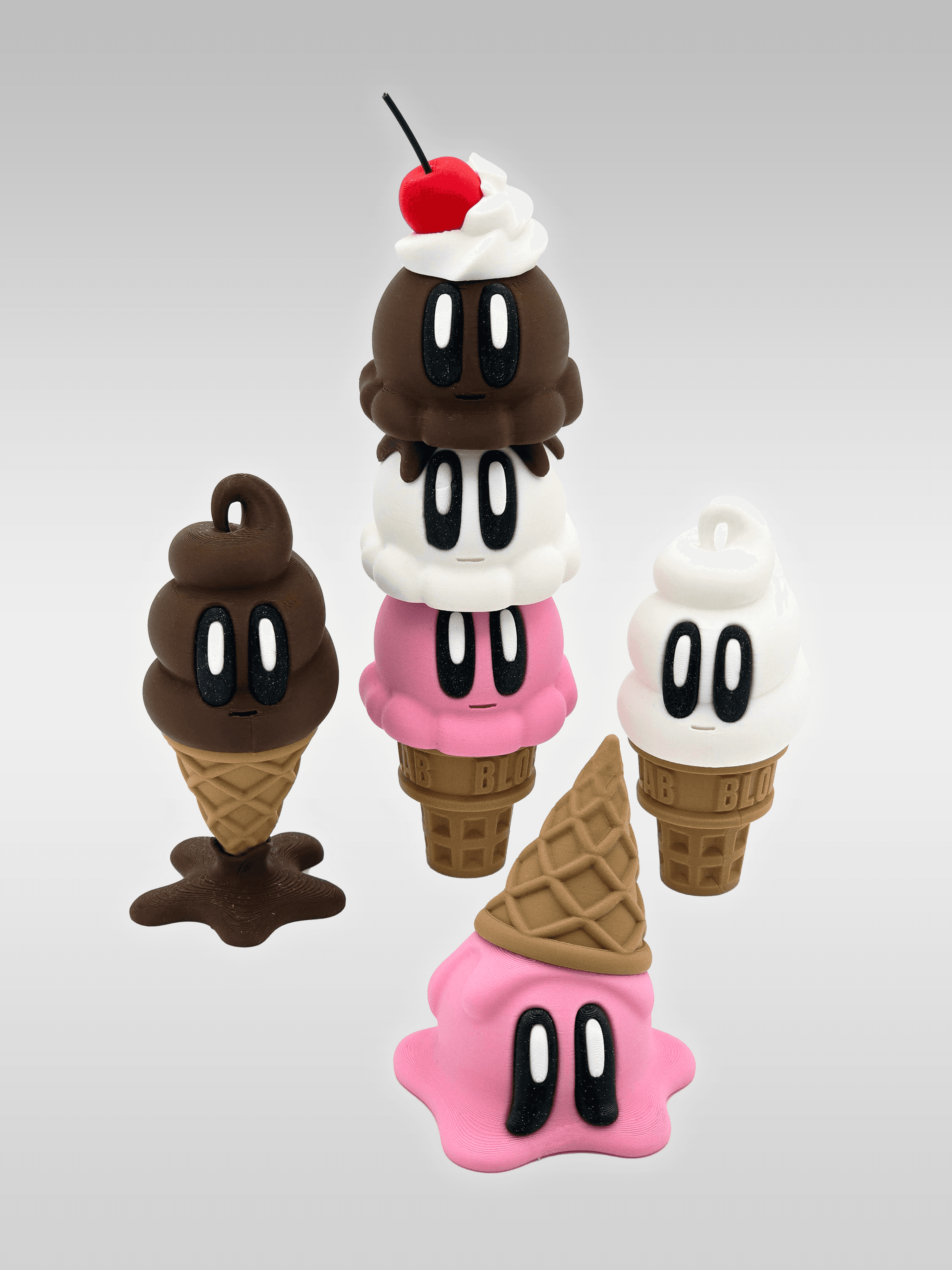 Blob Ice Cream - Modular Art Toy - Printed in Polymaker PLA, background is a picture I took from the beach. Screws together perfect! - 3d model