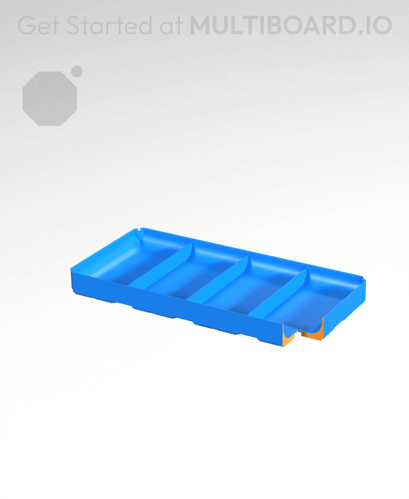 4x2x0.5 - Full Curved - Divided Bin - Multibin Insert 3d model