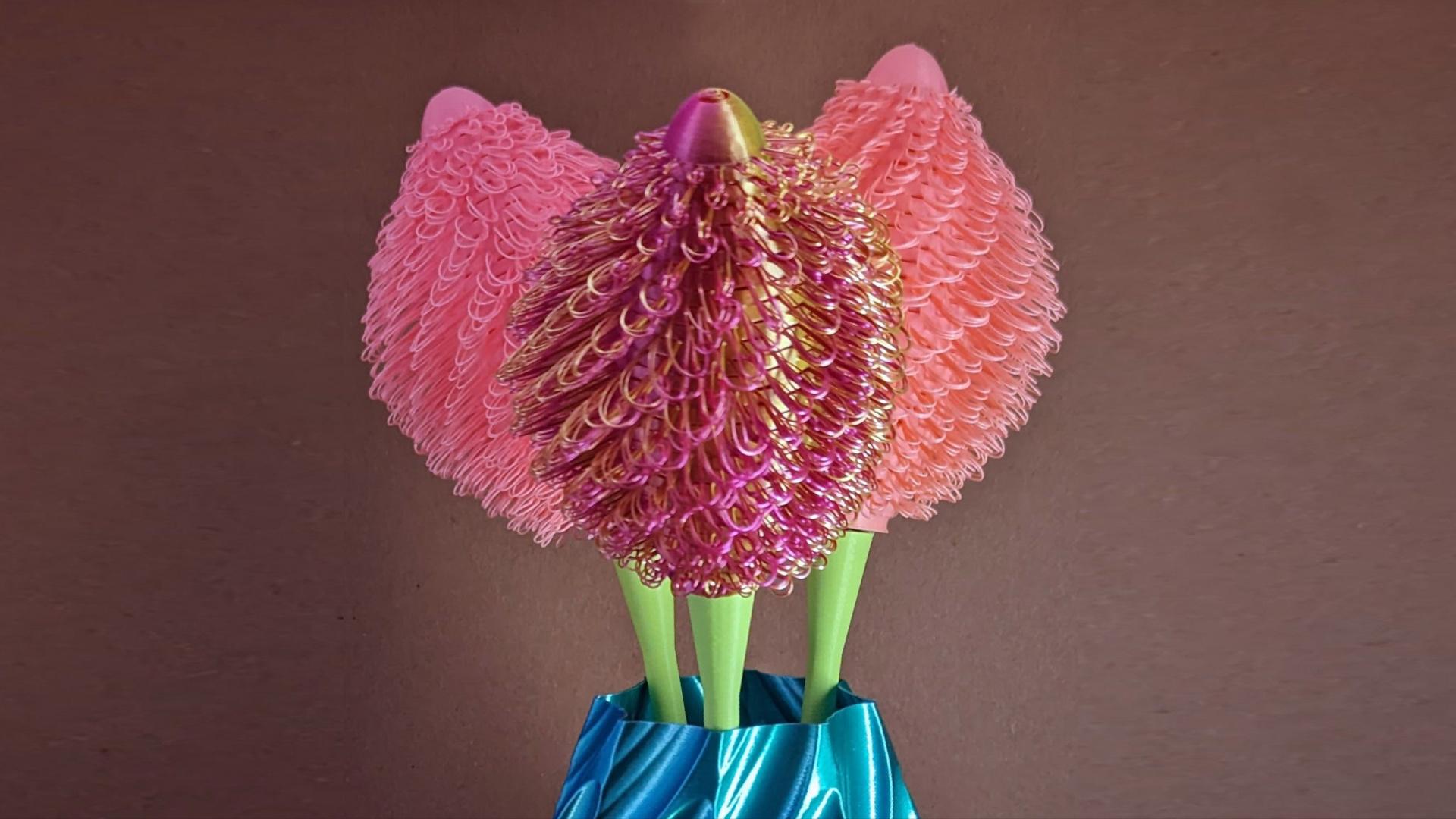 Thistle Flower - vase mode - Printed in Polymaker Polyterra Gradient Spring and Overture dual silk green-Magenta - 3d model