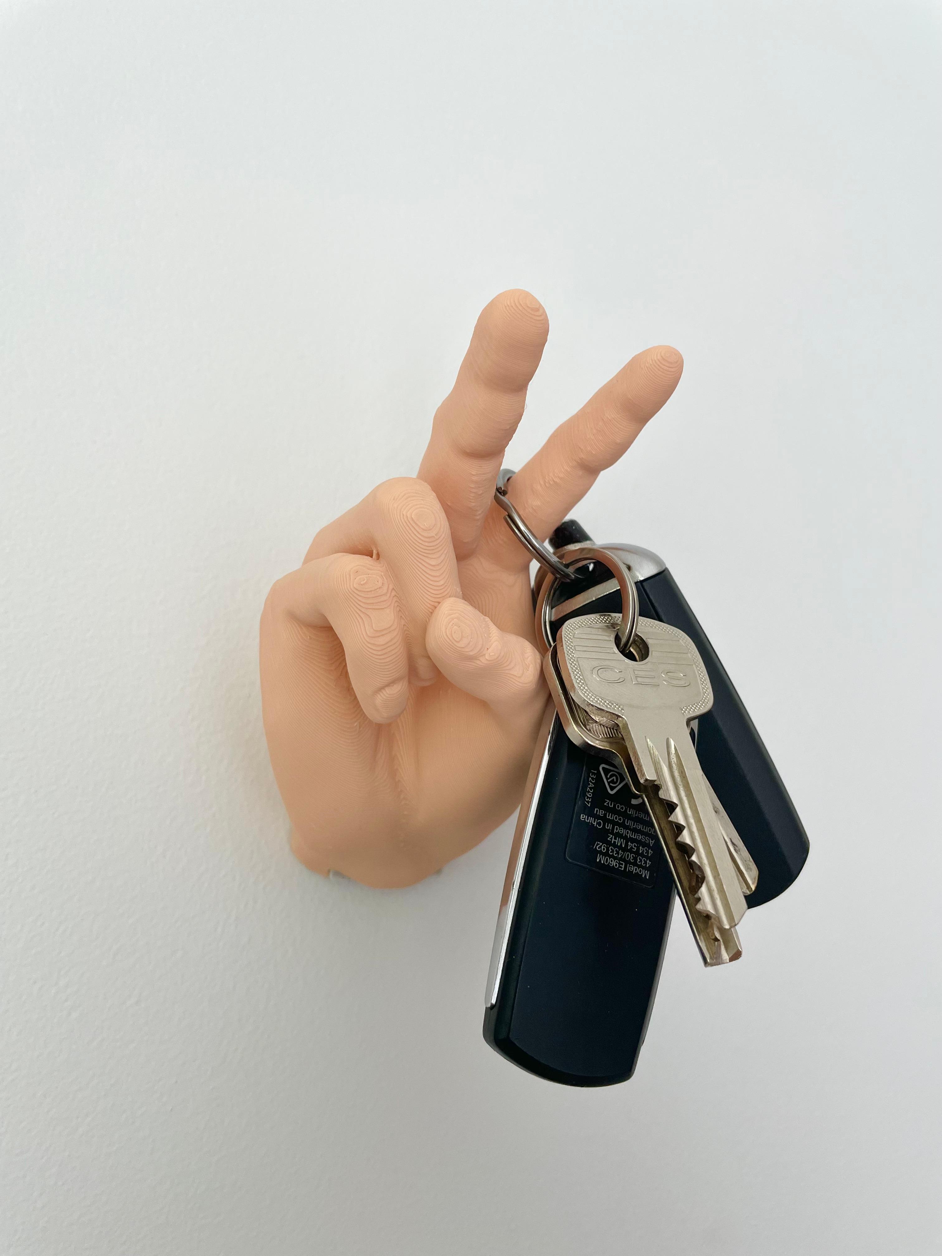 Key / Coat Holder Peace Sign Hand Wall Mounted 3d model