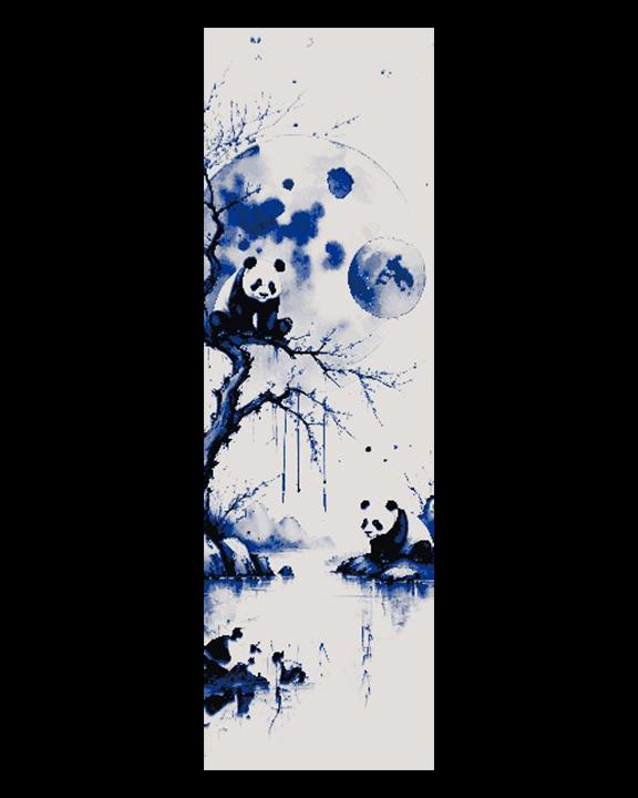 The peace loving panda basking in the Moonlight Ink painting - Set ob Bookmarks 3d model