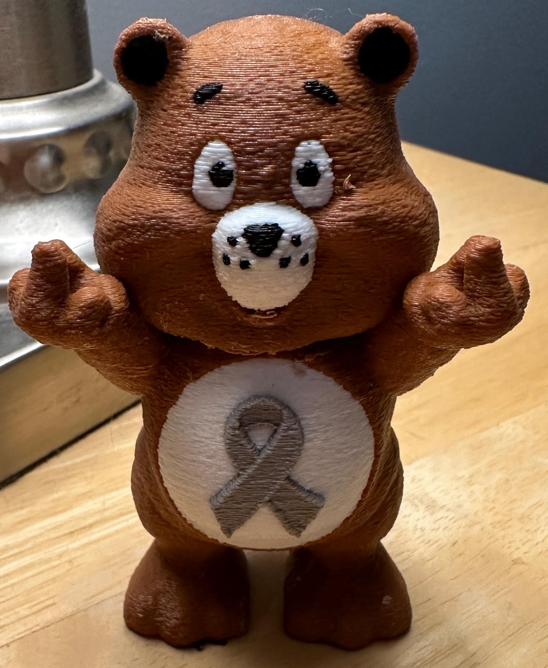F-Cancer  Bear (1).stl - This is awesome.  I just lost my mom to brain cancer.  I printed this with the fuzzy skin option on my Bambu P1P.  Thanks for the model.  I am now printing off an army of them to give to family. - 3d model