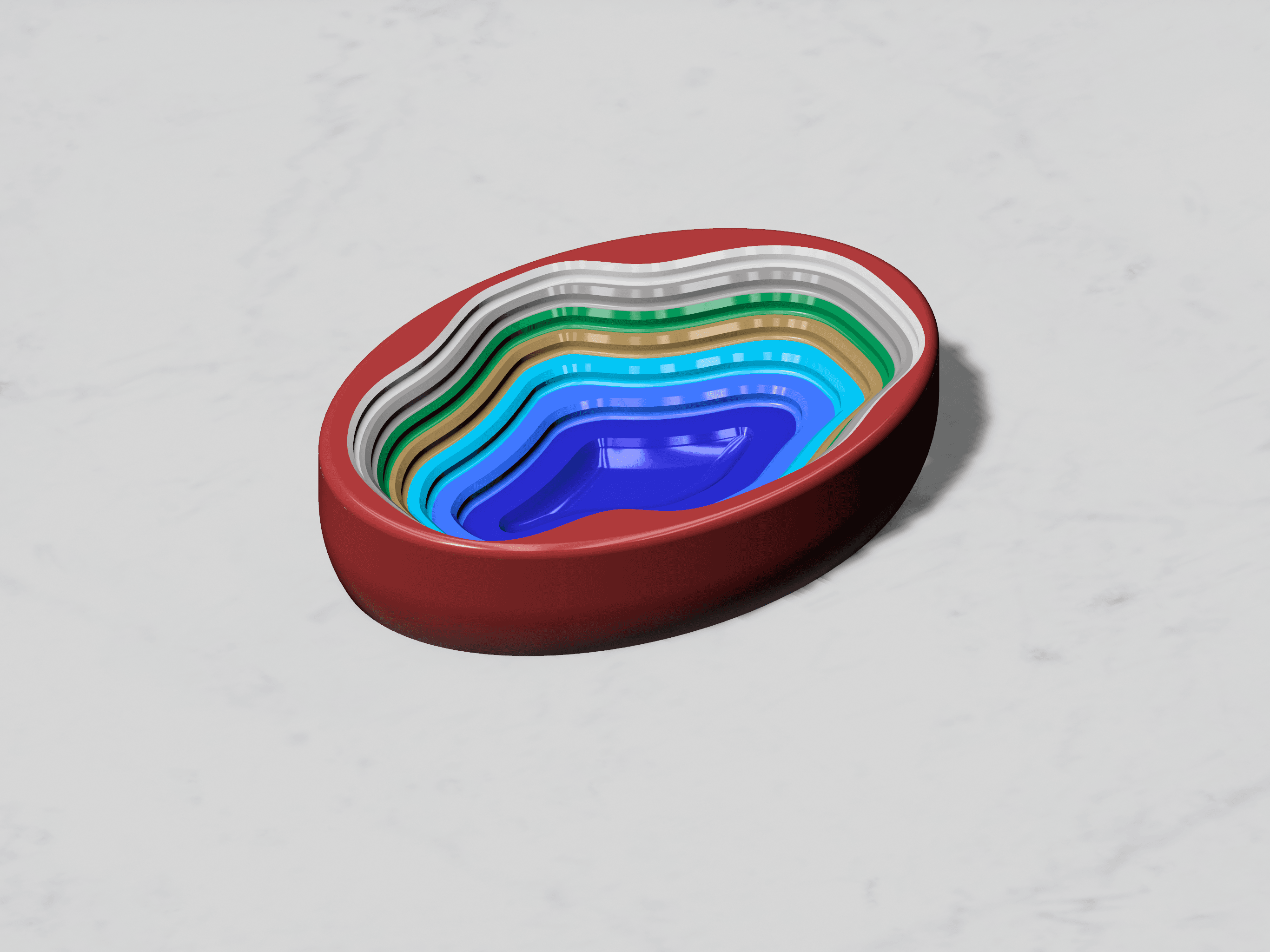 Topographic Dish Layered Pot for Various Items 3d model