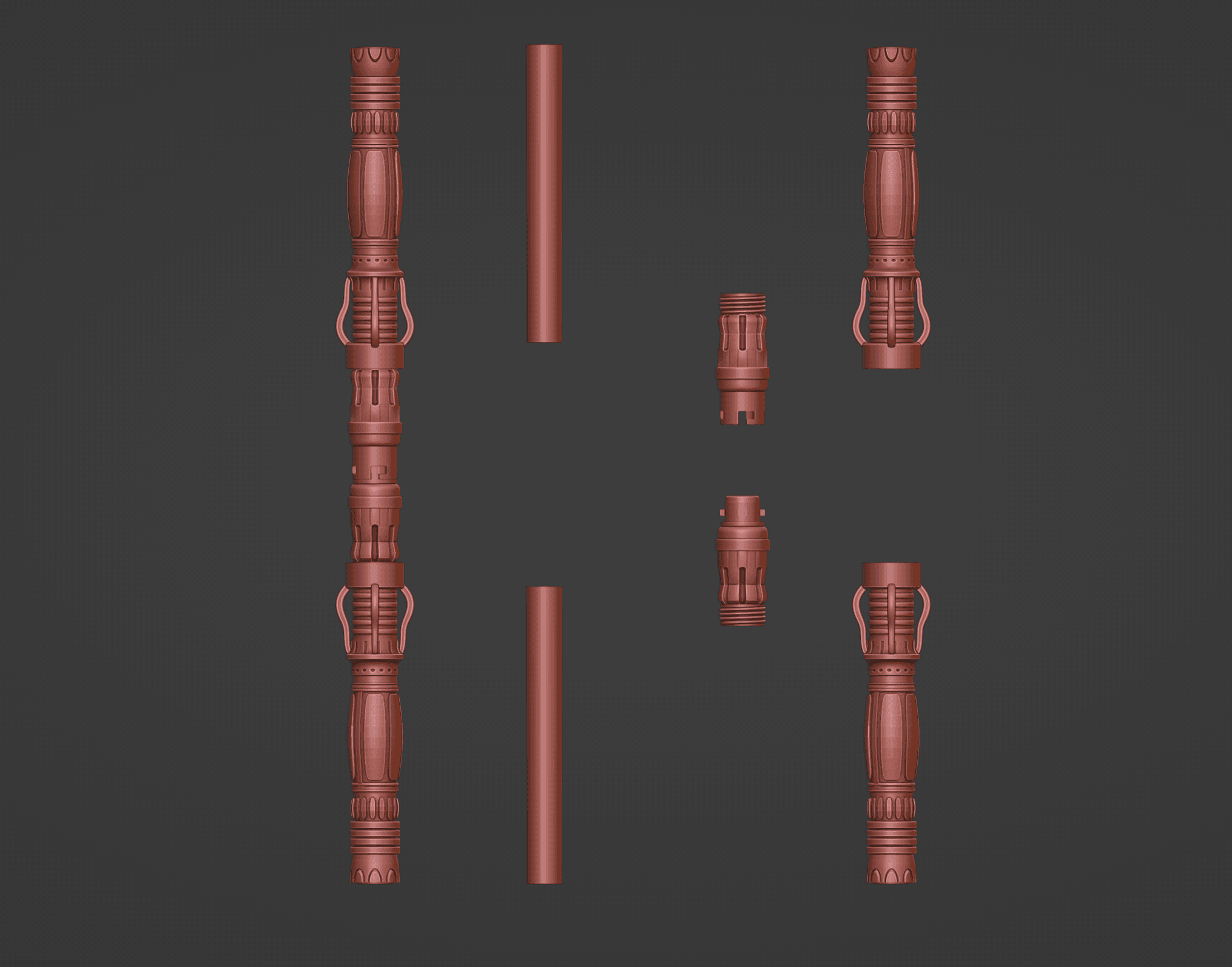 Print in Place Connecting Double Lightsaber Concept 4 3d model