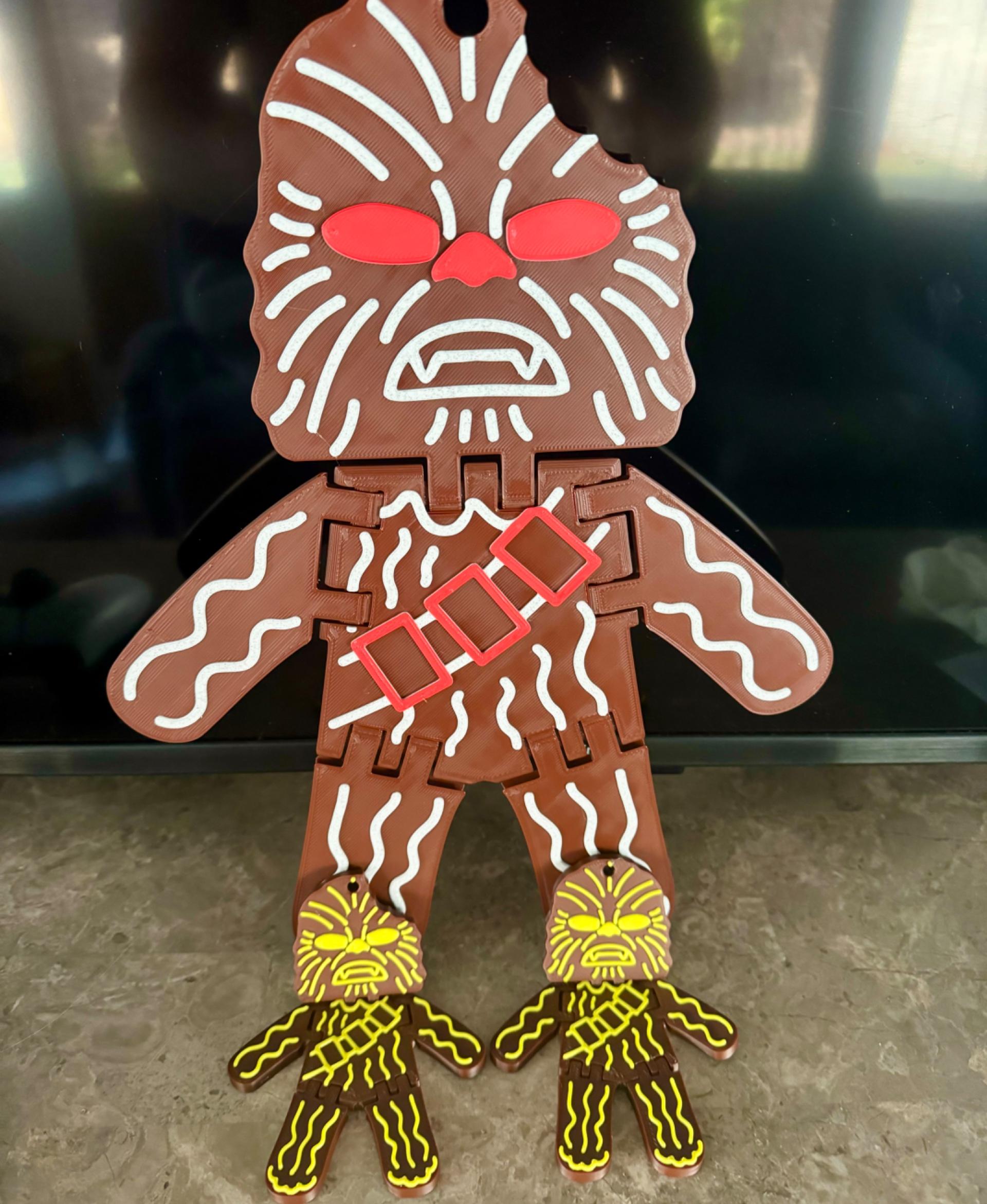  Flexi Gingerbread Chewbacca Ornament - Screw logic- I had to scale him to full 360mm tall and print on the XL!!! We can see a few of the standard size as he tramples them! - 3d model