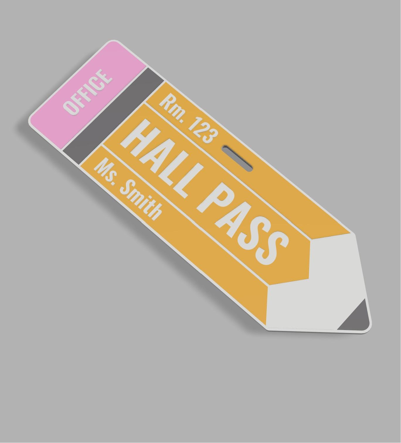 Hall Passes for BackToSchool | Multiple styles | "Pencil Holder" Display Stand for Classroom 3d model
