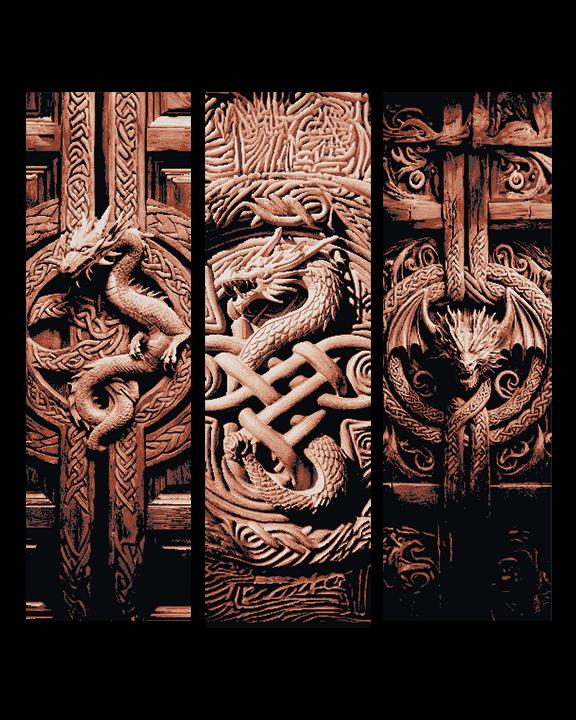 Carvings of the Ancient Celtic Dragons Guard the door - Set of Bookmarks 3d model