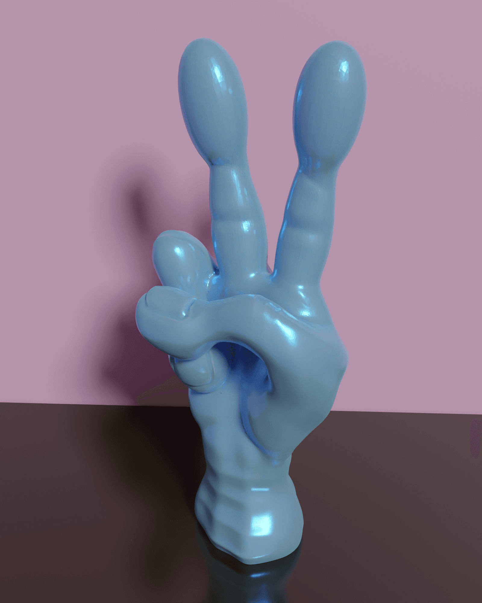 Peace Sign Alien Hand - Support Free - Free Standing Sculpture - Headphone Stand 3d model