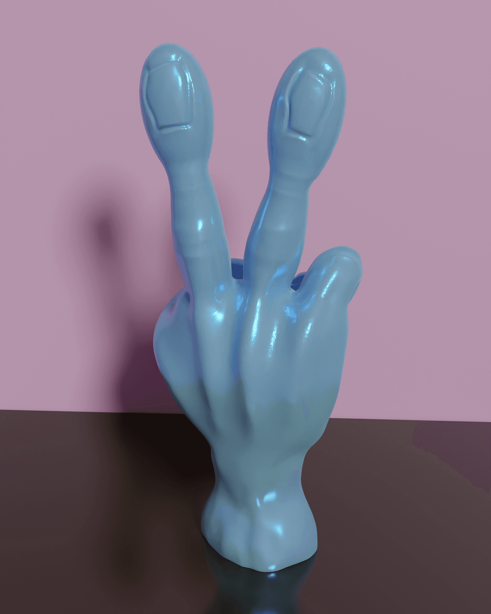 Peace Sign Alien Hand - Support Free - Free Standing Sculpture 3d model