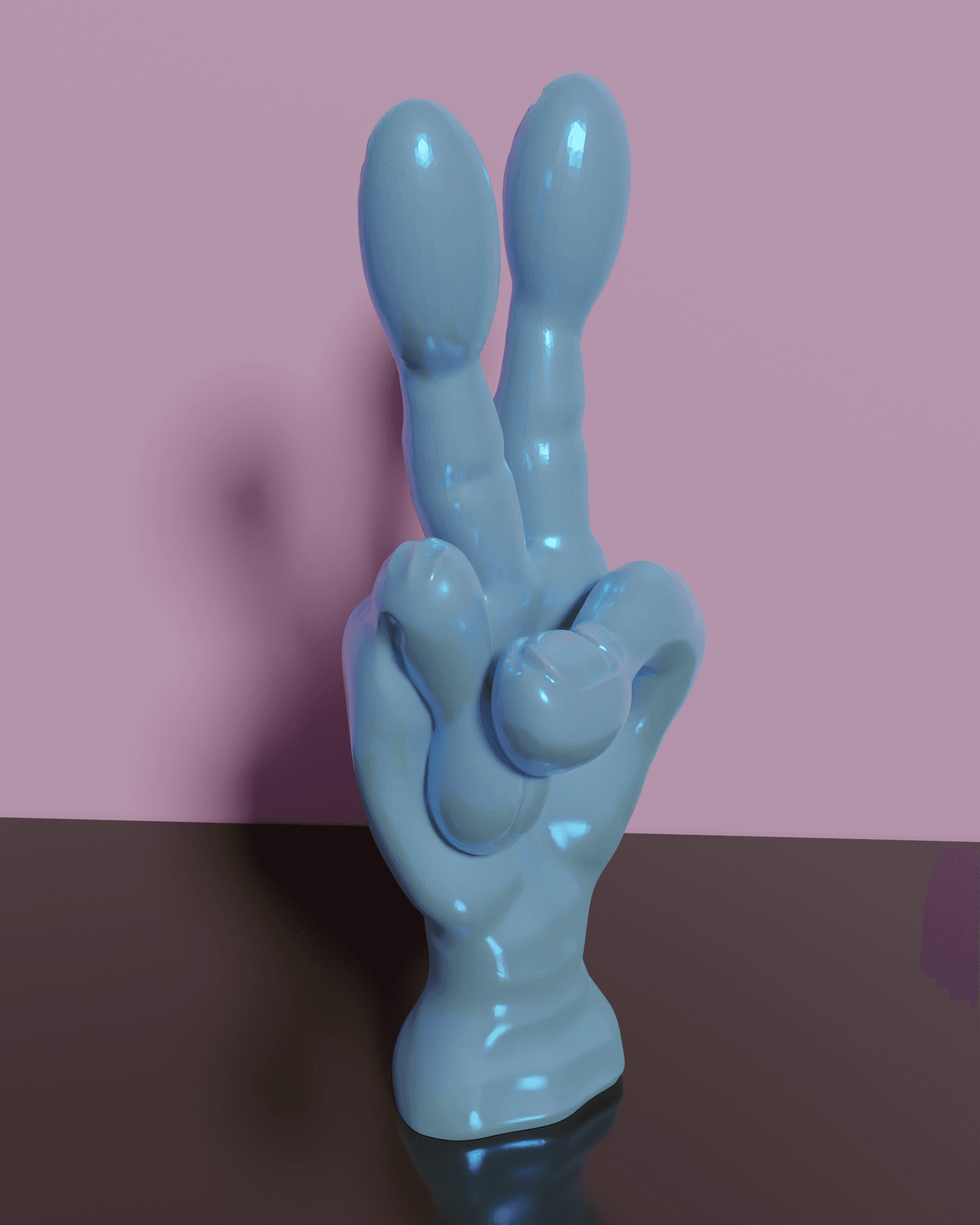 Peace Sign Alien Hand - Support Free - Free Standing Sculpture 3d model