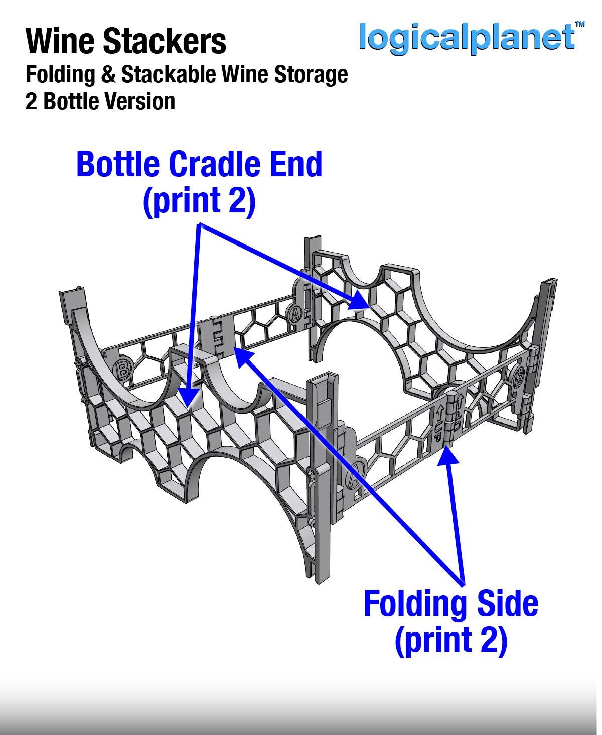 Wine Stackers, 2-Bottle per Layer Version 3d model