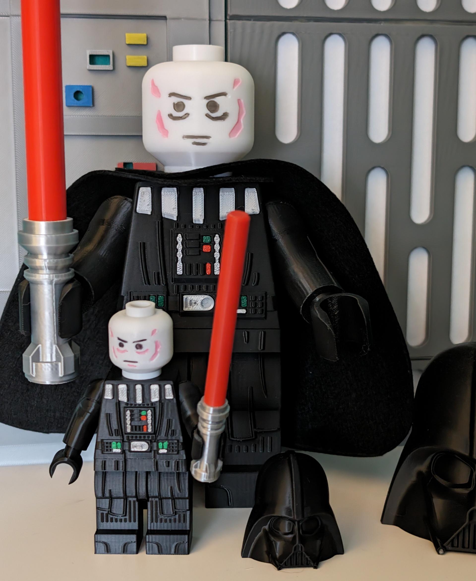 Darth Vader (6:1 LEGO-inspired brick figure, NO MMU/AMS, NO supports, NO glue) - I am your father - 3d model