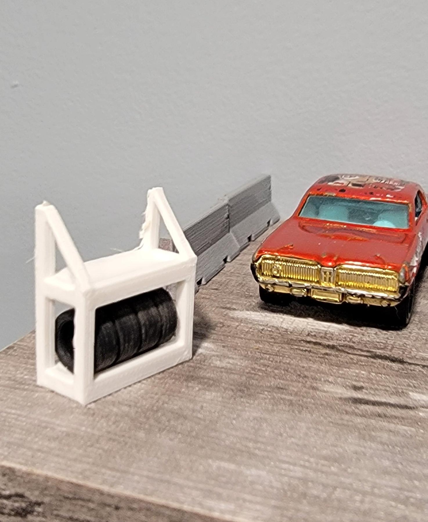 1:64 Tire Stand - Hot Wheels or Matchbox - Shown with my 4 stack of tires. - 3d model