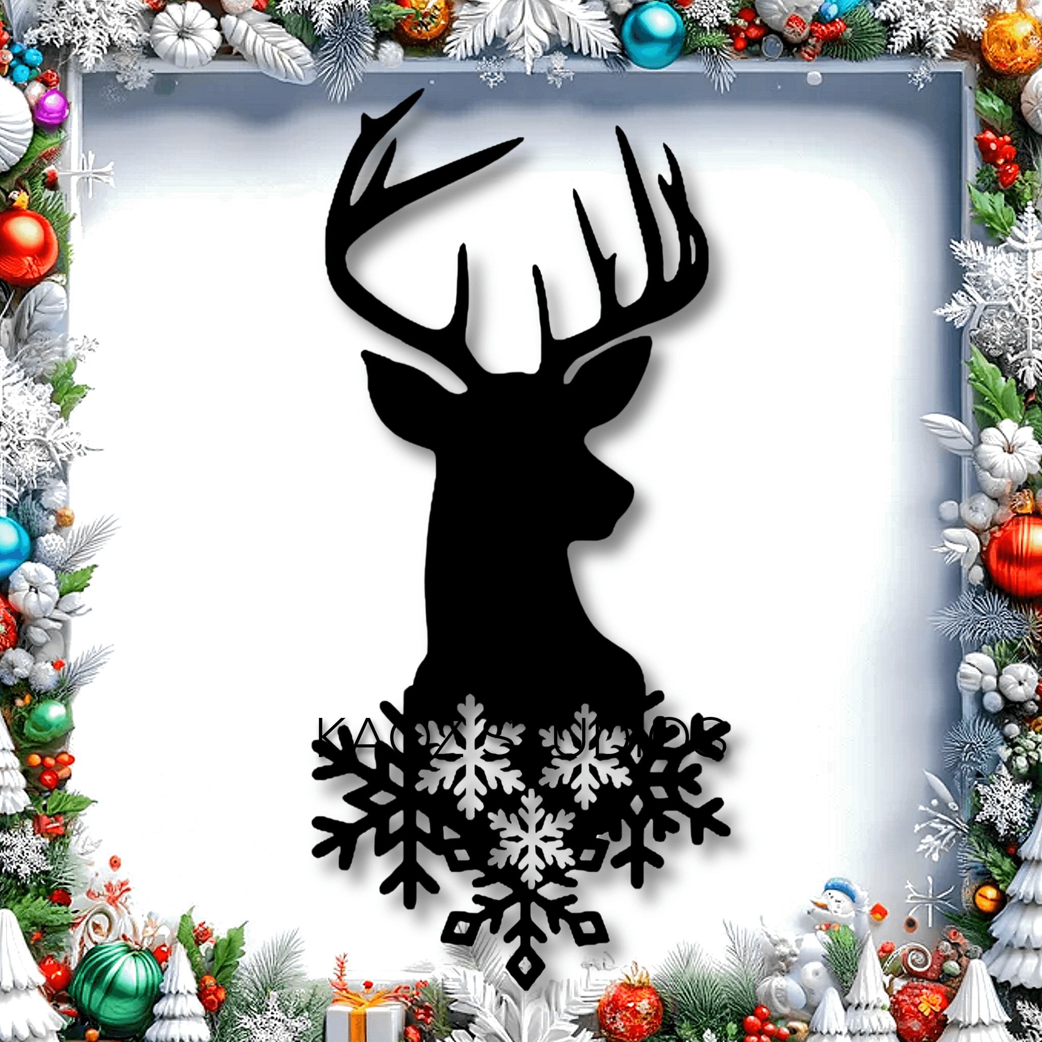 christmas deer wall art snowflakes wall decor winter decoration 3d model