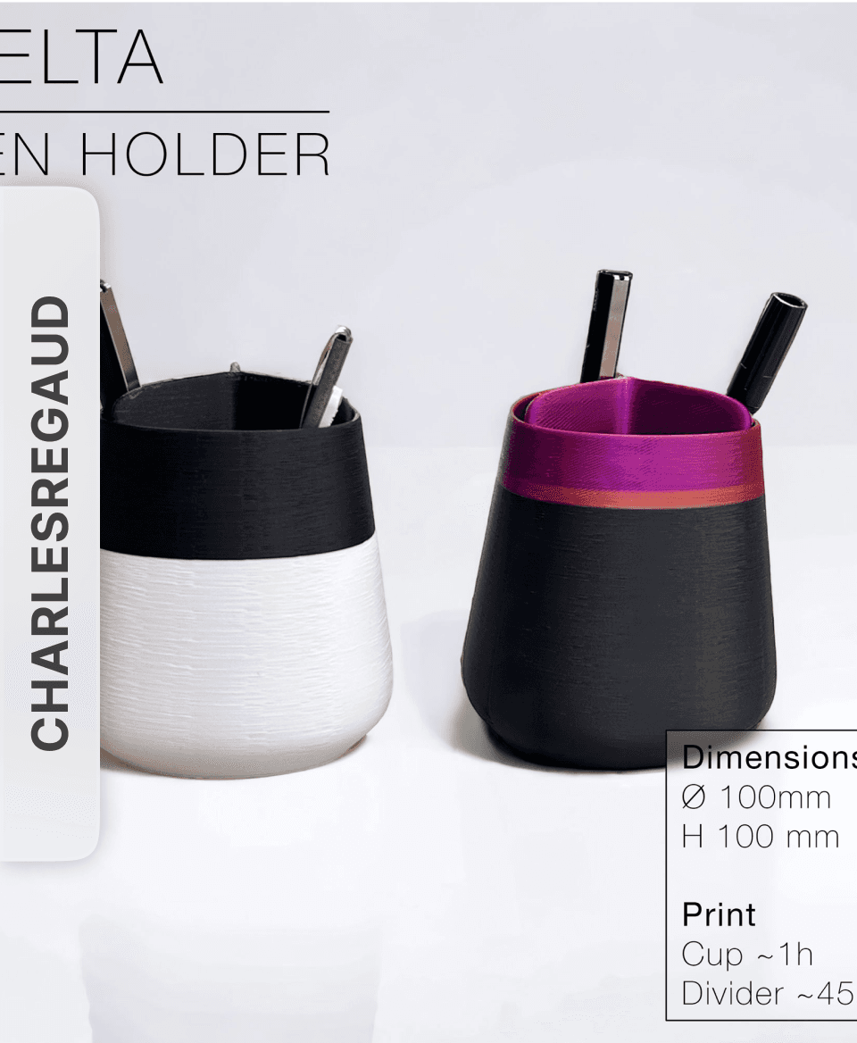 DELTA | Pen Holder with divider by CharlesRegaud 3d model