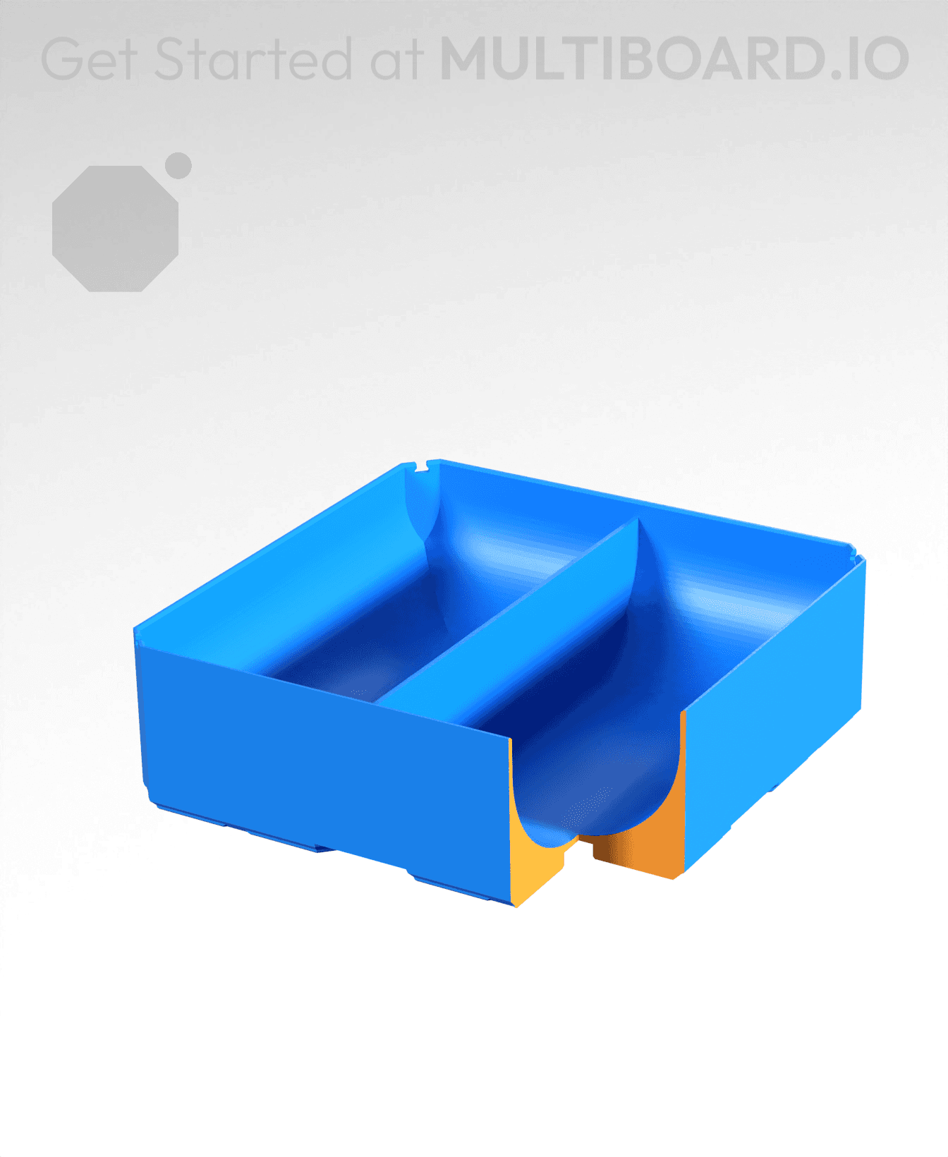 2x2x0.75 - Full Curved - Divided Bin - Multibin Insert 3d model