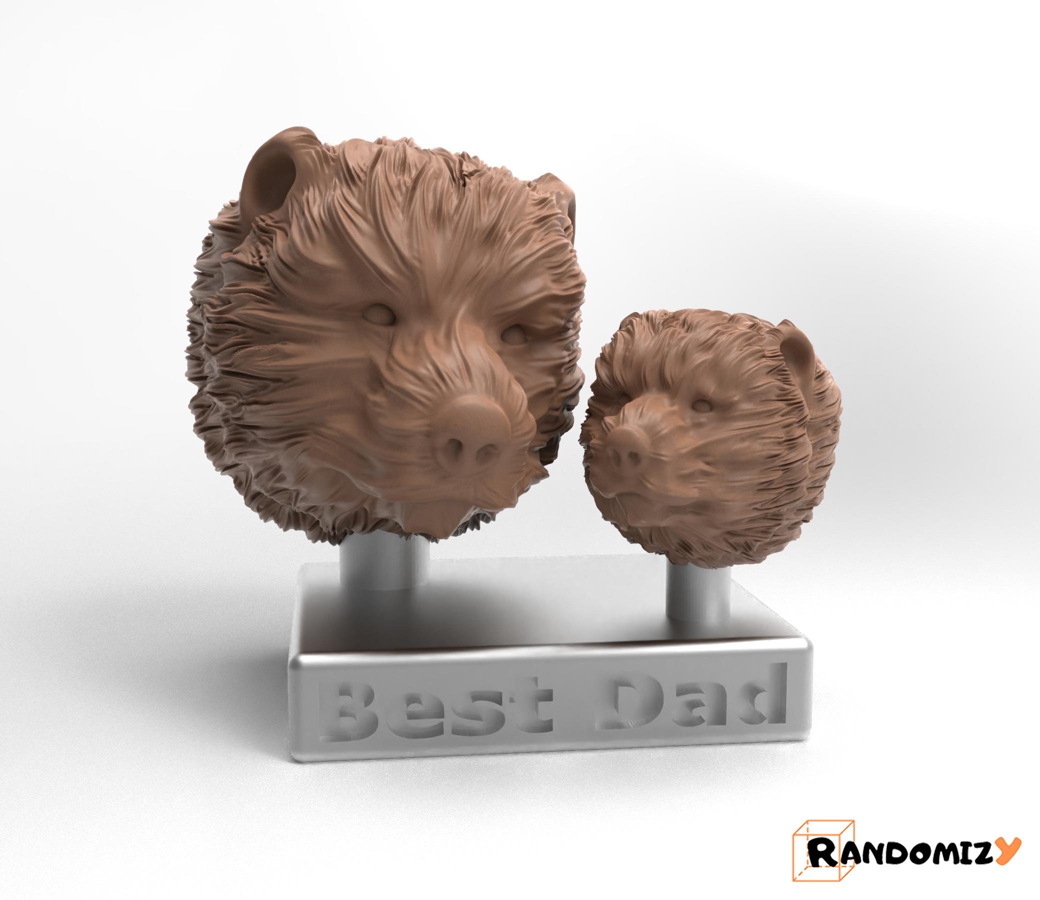 Father's Day (Bear) Statue [Square Base_BestDad] 3d model