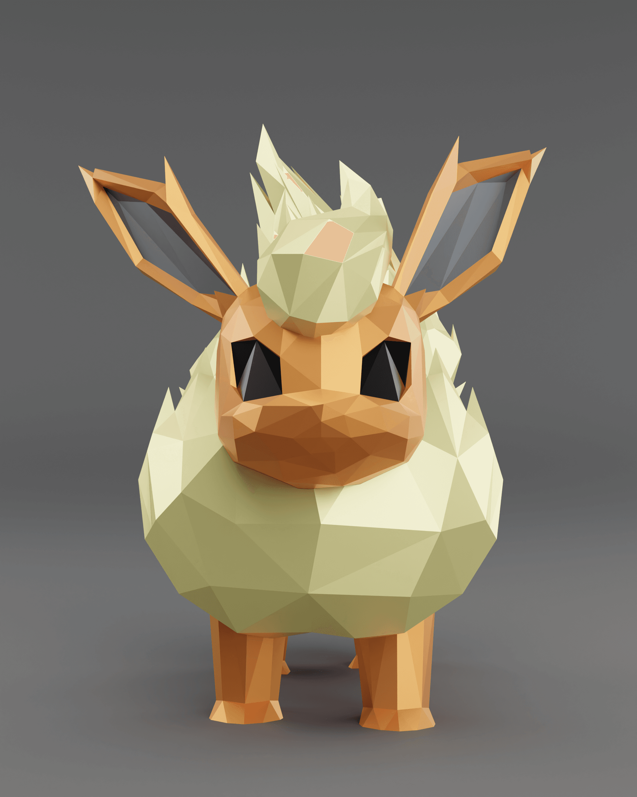Low Poly Flareon - Fan Art (Bambu Project and Multi-Part Included 3d model