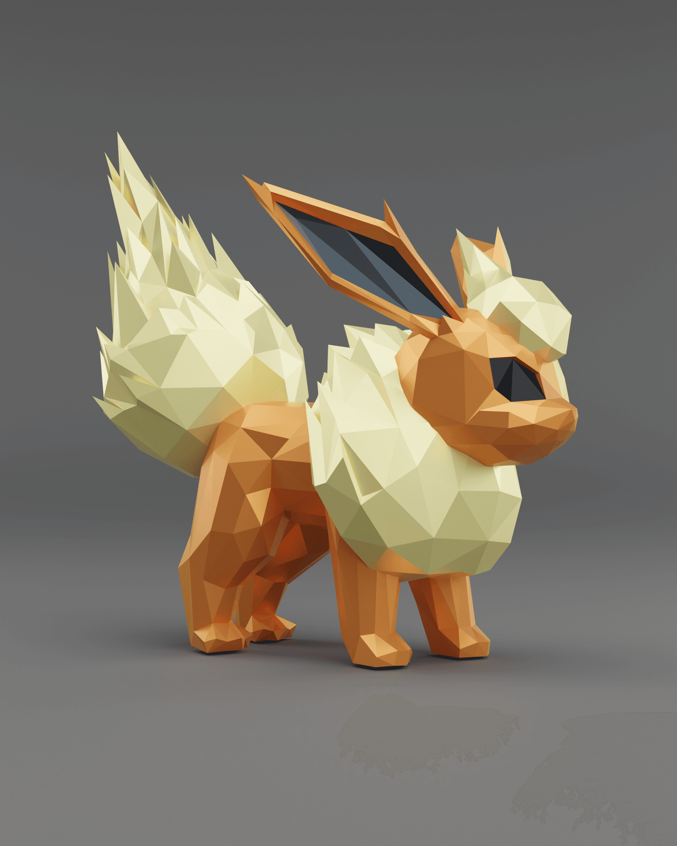 Low Poly Flareon - Fan Art (Bambu Project and Multi-Part Included 3d model