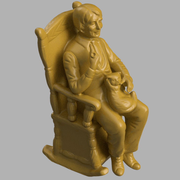 Men chair and cat 3d model