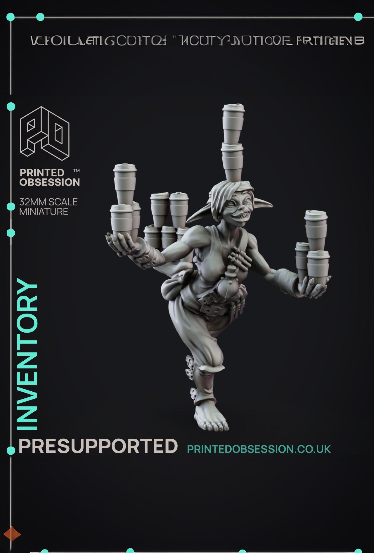 Deliveries - Goblin Anarchist - Potion Thrower - PRESUPPORTED - 32mm scale  3d model