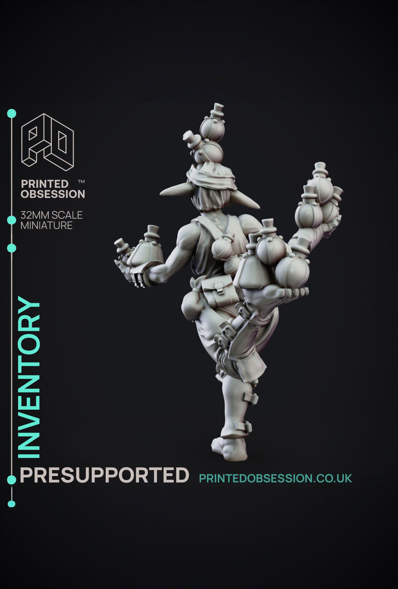 Deliveries - Goblin Anarchist - Potion Thrower - PRESUPPORTED - 32mm scale  3d model