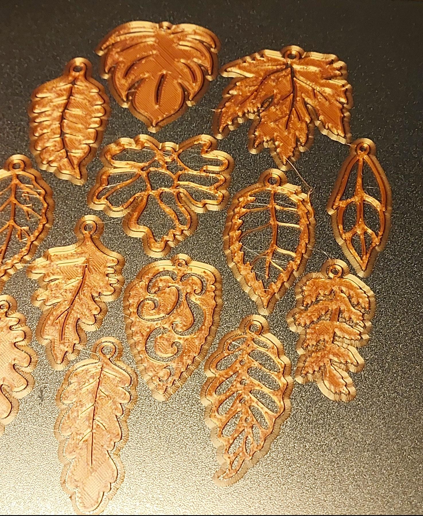 Leaf Design Earrings 3d model
